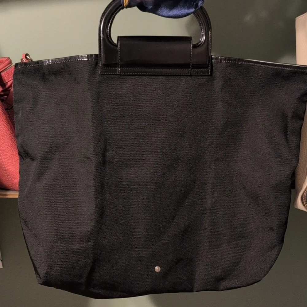 Salvatore Ferragamo Black Tote Bag Italy Big Leather Handles Stylish - Picture 15 of 15